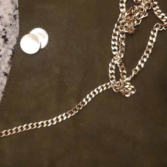 Zara olive green Faux Nubuck clutch shoulder purse - Picture 2 of 7